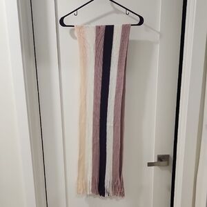 Striped Knit Scarf in Pink, White, and Black